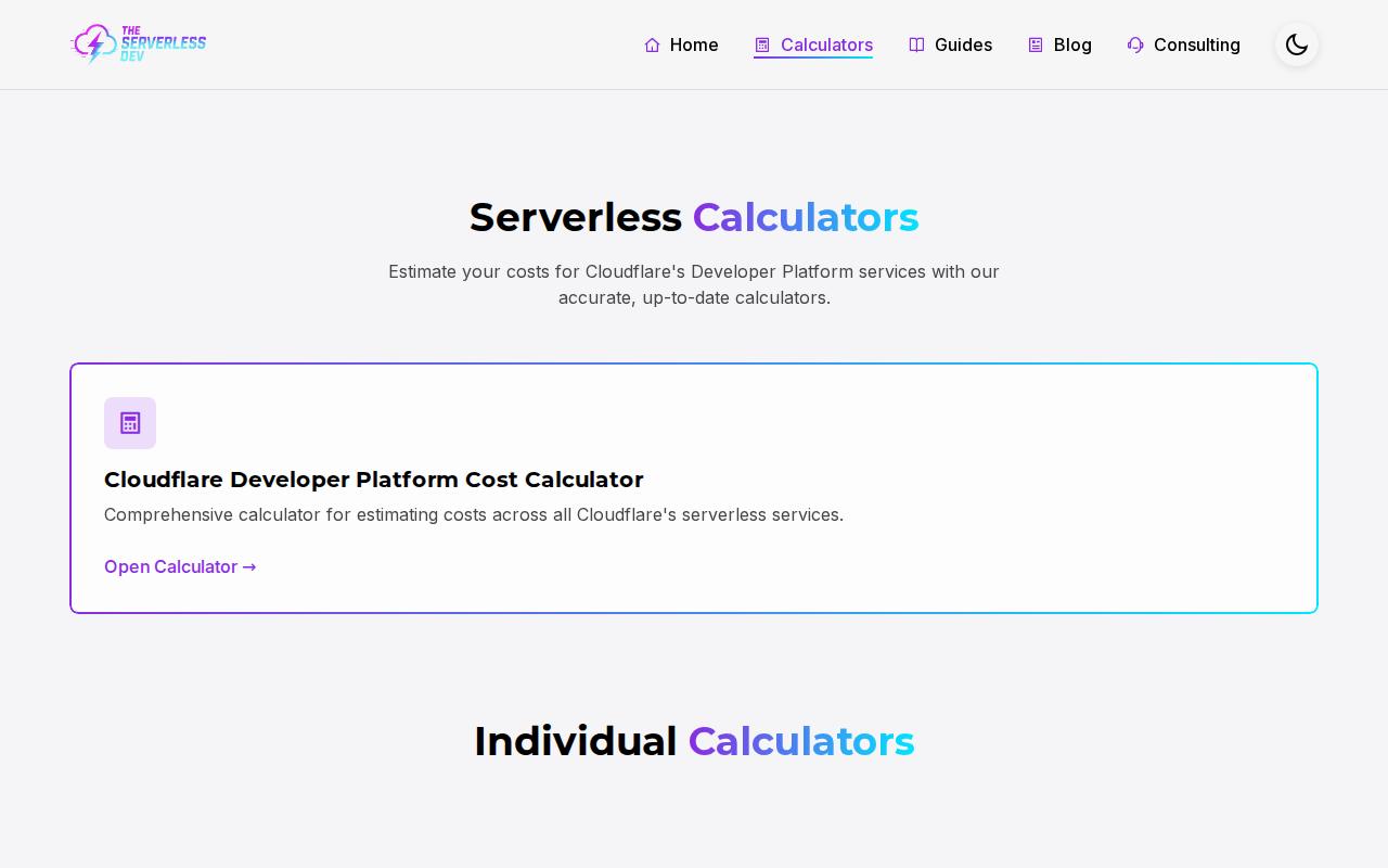 Cloudflare Cost Calculator screenshot